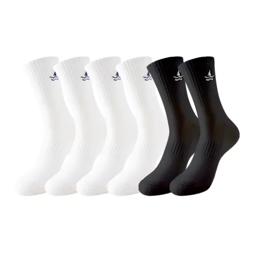 NAVIGARE [6 пар] 3 Белых 2 Черных Мужские Носки до икры MID