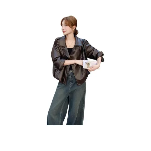 JOEM Кофе Женские Кожаные Куртки