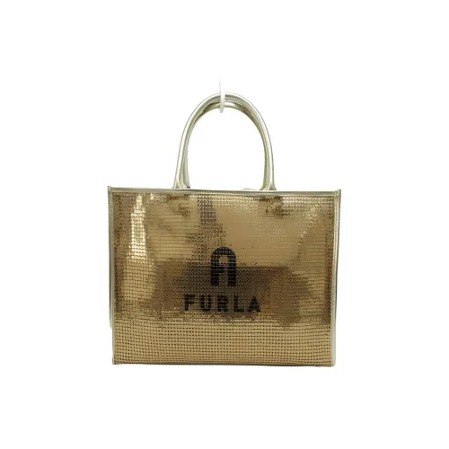 Furla Opportunity Кожа с пайетками Сумка Большая Женская Шампанское Золото