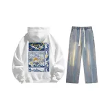 Set (Белый с флисовой подкладкой + Винтажные синие джинсы)