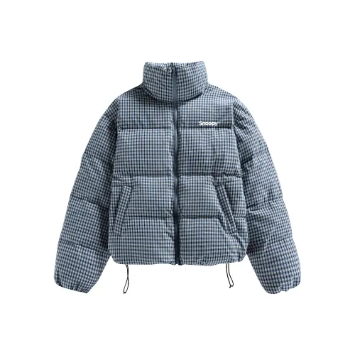 SNOOPY Синий Клетка Унисекс Пуховики