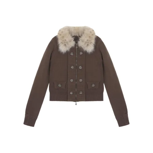 DITB Кофе меховой воротник съемный женский трикотаж