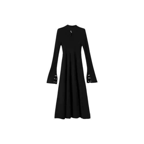 Late White Черный Женские Длинные Платья с Рукавами