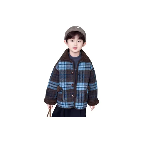 T.MOO Клетчатый Стандартное издание Пальто Шерстяные пальто Осенние и Зимние Дети Возраст 3-7 лет