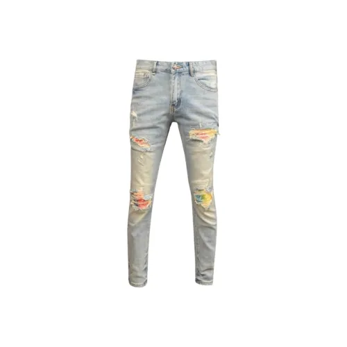 JIKENDI Светло-синие мужские джинсы