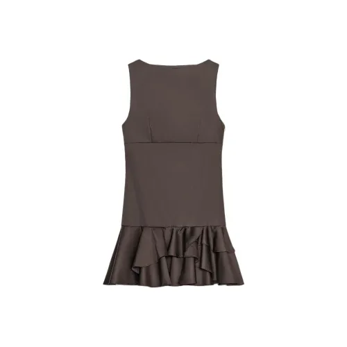 ZARA Темно-коричневые женские платья без рукавов