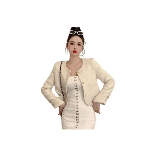 PZHK Экрю Женское Короткое Пальто