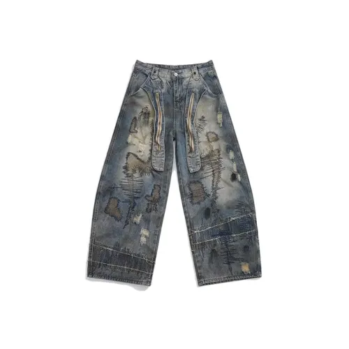 CVOOOER Синий-Scattered Needle Вышивка Унисекс Джинсы