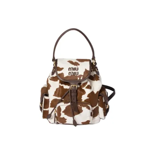 MIU MIU Телячья кожа Рюкзак Женская Белый и Огненно-красный