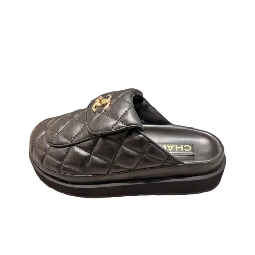 CHANEL Резиновая подошва Домашние тапочки Женские Черный