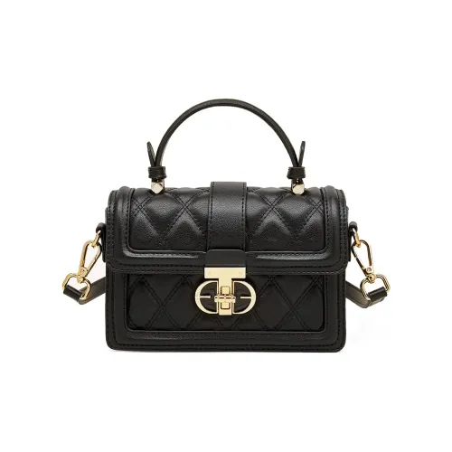 Safiya Корова Кожа Маленькая Квадратная Сумка Сумка через плечо Маленькая Женская Черная