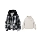 Комплект одежды (Черно-белая клетка пальто + свитшот серого цвета Фотиния)