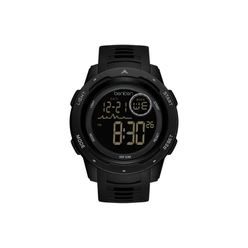 BENKEN Электронный Механизм TPU Ремешок Часы Мужские Черный Циферблат