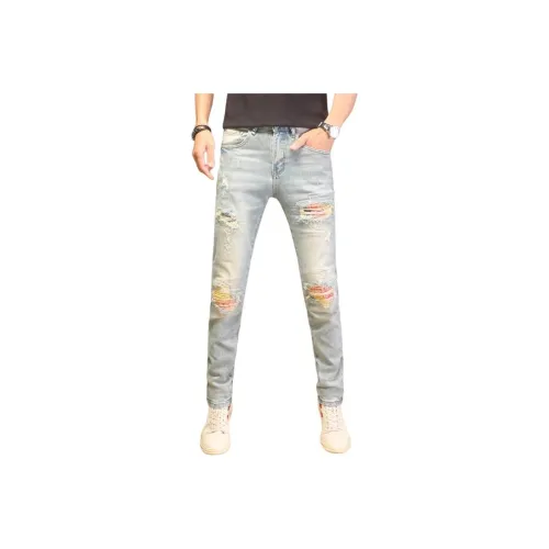 JIKENDI Светло-синие мужские джинсы