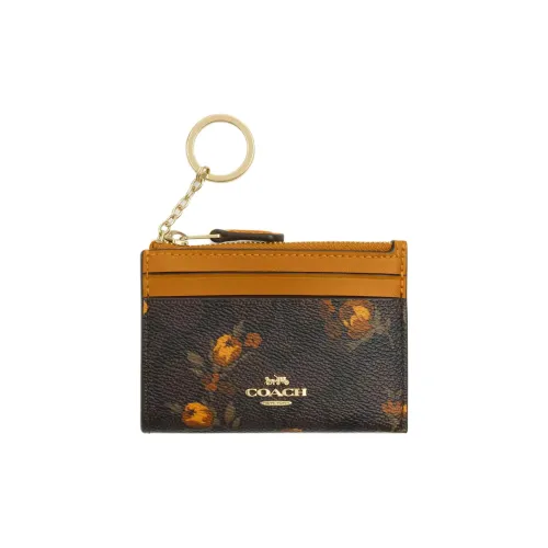 COACH Skinny Id Case Покрытый холст Картхолдер Мини Женские Ореховый