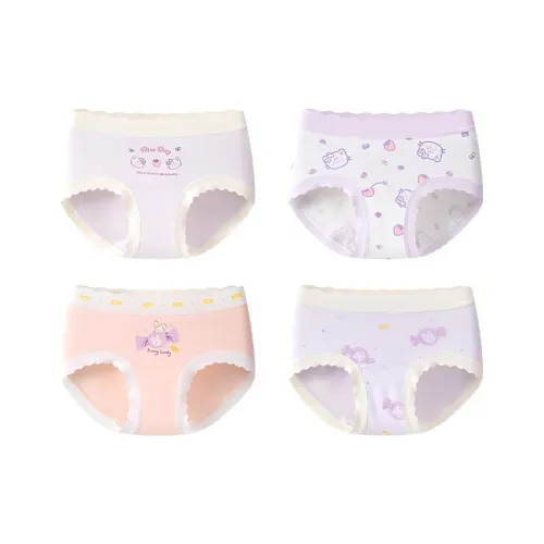 MIIOW 4 пачки Белый + Фиолетовый + Светло-фиолетовый + Розовый Детское нижнее белье