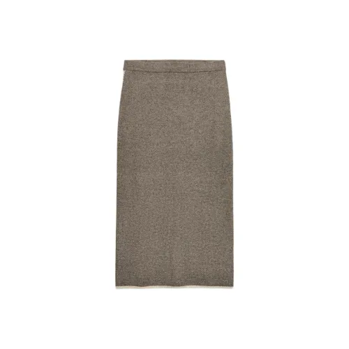 ZARA Темно-серый коричневый женский вязаный длинный кардиган