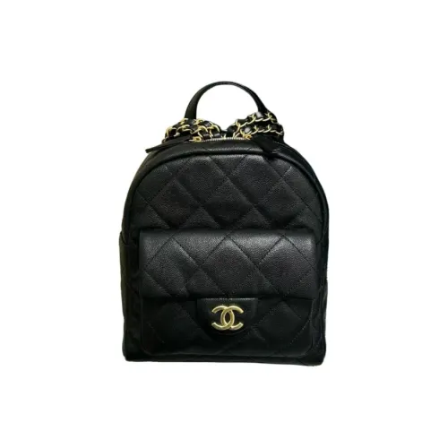 CHANEL Личи Коровья кожа Рюкзак Женские Черный