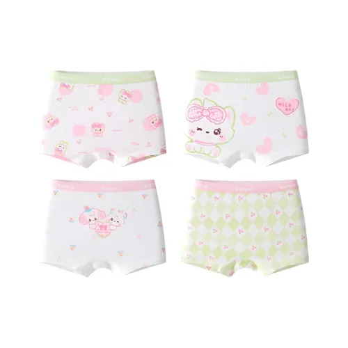 MIIOW 4 пачки Белый + Экрю + Айвори + Зеленый Kids нижнее белье