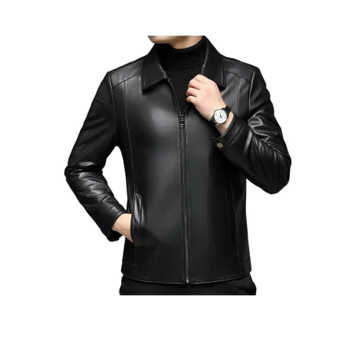 TAIZILONG Черные Мужские Кожаные Куртки