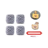 Серо-голубой, Свинка, Ярлык, Ручной, Шарф, с тканью, вязаные инструменты