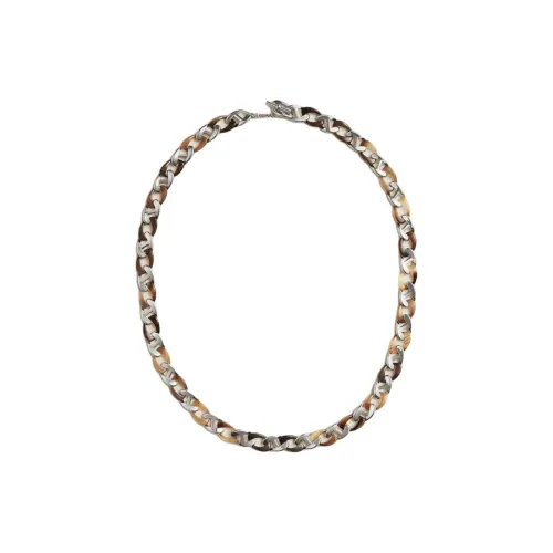 HERMES Ожерелья с покрытием из палладия Женское серебро коричневый черный