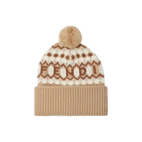FENDI Овечья шерсть Шапки-бини Женские Коричневый