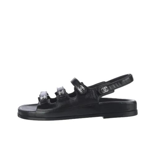 CHANEL One Ремешок Сандалии Женские Черные