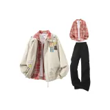 Абрикос + Красная рубашка + Черные штаны