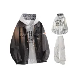 Темно-серый свитшот + светло-серые штаны