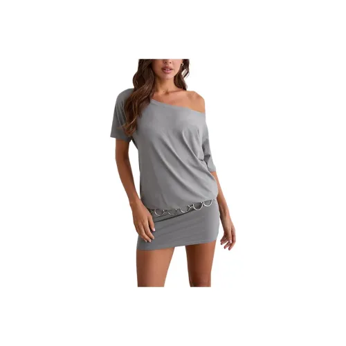 Motel Rocks Edwina Off The Shoulder MI Dress GREY Короткий рукав Женское