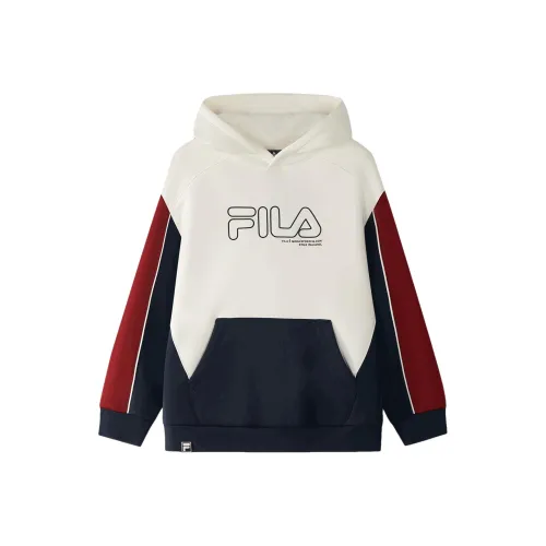 FILA KIDS С капюшоном пуловер свитшот свободный крой цвет груша вересковый белый детский