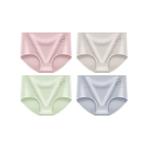Lanza [4 пачки] Светлый Тон + Серый Фиолетовый + Персиковый Розовый + Светло-Зеленый Женские Трусы-Бикини