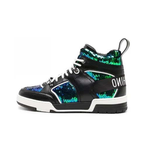 MOSCHINO Низкие кроссовки для скейтбординга Мужские Черные Зеленые