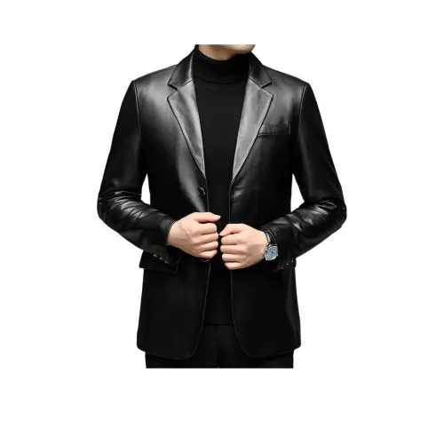 TAIZILONG Черные Мужские Кожаные Куртки