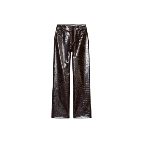 ZARA Коричневые Женские Кожаные Штаны