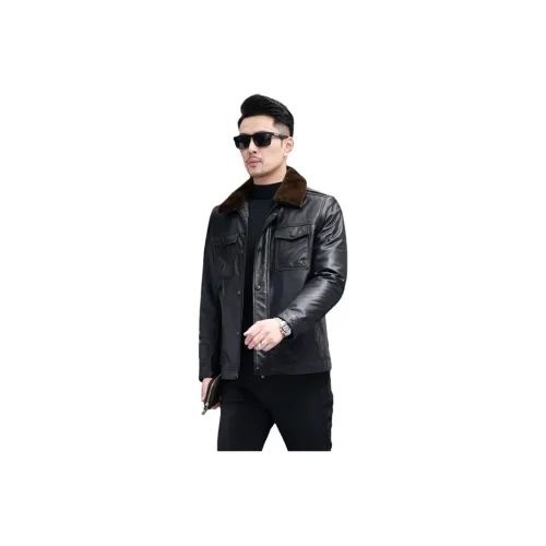 Devanro Черные Мужские Кожаные Куртки