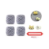 Серо-голубой шарф с кошкой и рыбкой, сделанный вручную, с тканью вязаной, волшебный инструмент