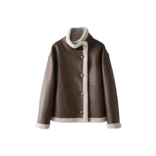 MH Коричневый Женские Бархатные Куртки