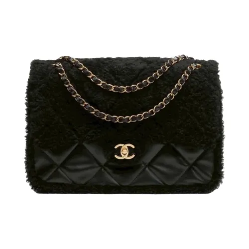 CHANEL Шерсть Сумка через плечо Большая Женская Черная