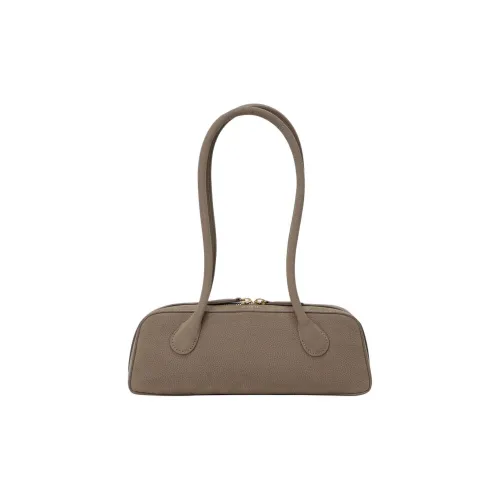 APEDE MOD Сумка для боулинга из крупнозернистой текстуры коровьей кожи плечевая сумка среднего размера женская дымчато-серый