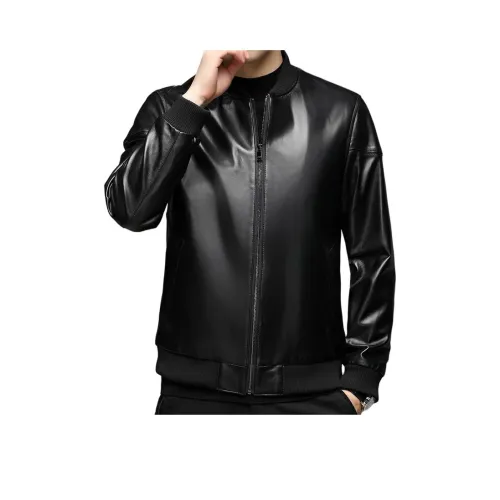 TAIZILONG Черные Мужские Кожаные Куртки