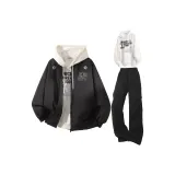 Чёрный+Белый Свитшот+Чёрные Штаны