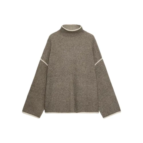 ZARA Темно-серый коричневый женский трикотаж