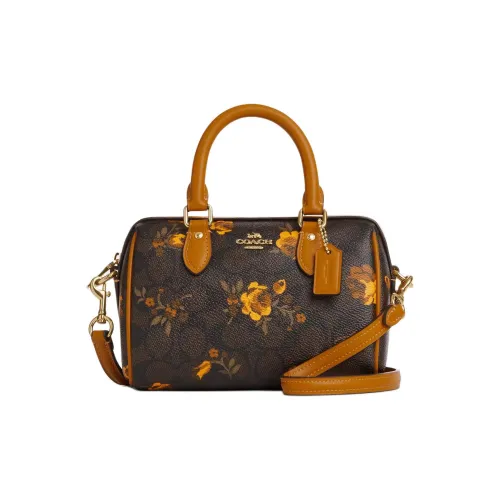 COACH Rowan Покрытый холст Сумка Мини Женская Ореховый