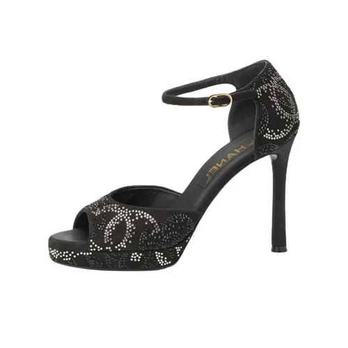 CHANEL One Ремешок Сандалии Женские Черные