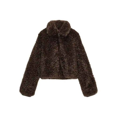 ZARA Коричневый Женские Бархатные Куртки