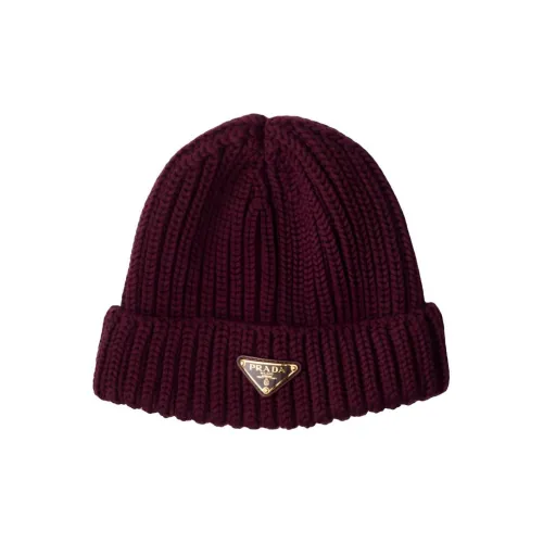 PRADA Новая шерсть Шапки-бини Женские Амарант Красный Кукурузный Желтый