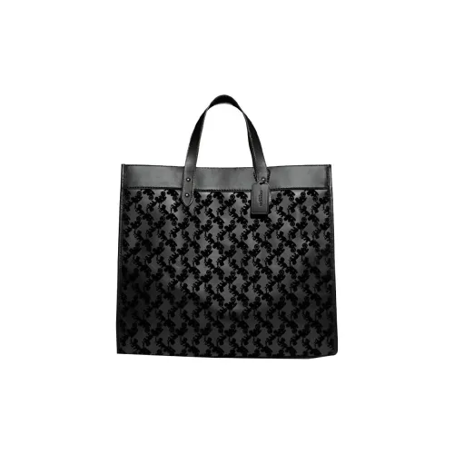 COACH Canvas с кожаными вставками с кожаными вставками Тоут Сумка Сумка для покупок Сумка Большая Мужская Черная и Желтая