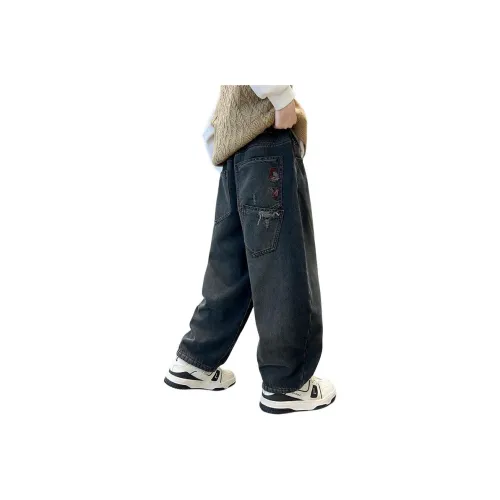 ЮЙЧЖАОЛИНЬ Синий Серый Флис С подкладкой CcH81228 Школьные Джинсы